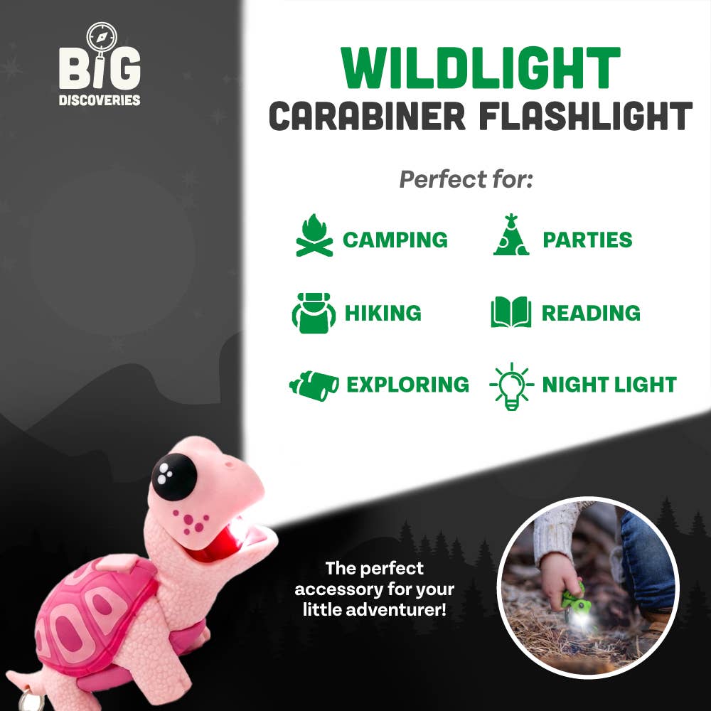 WildLight Animal Carabiner Flashlight - Pink Turtle