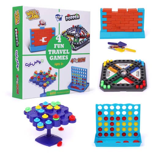 Travel Games 4-in-1 Airplane Travel Essentials, Road Trip Es