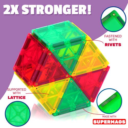 Playmags 60-Piece Clear Color STEM Magnetic Building Tiles