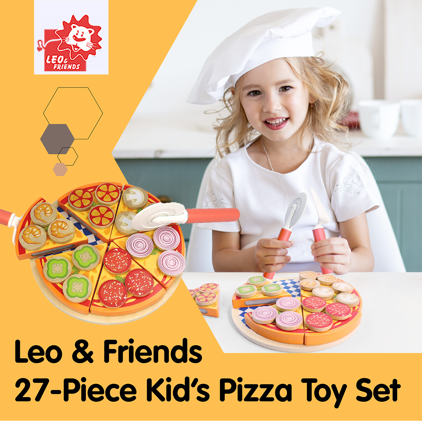 Leo & Friends 27-Piece Kid’s Pizza Toy Set