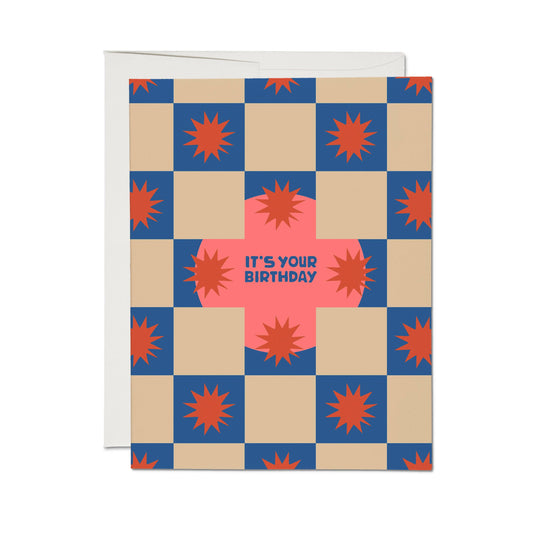 Squares and Bursts greeting card: Single