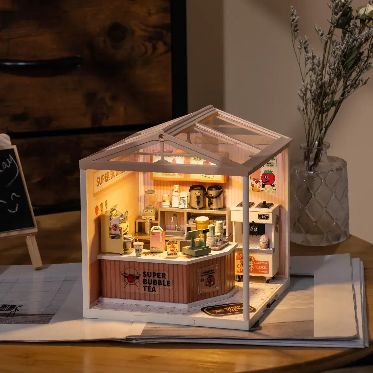 DIY Miniature House Kit: Double Joy Bubble Tea