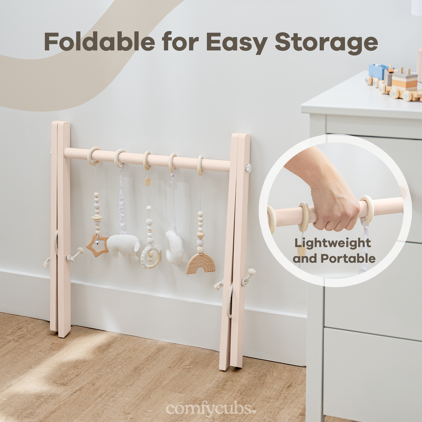 Foldable Baby Play Gym with 5 Hanging Toys by Comfy Cubs: Pacific Blue