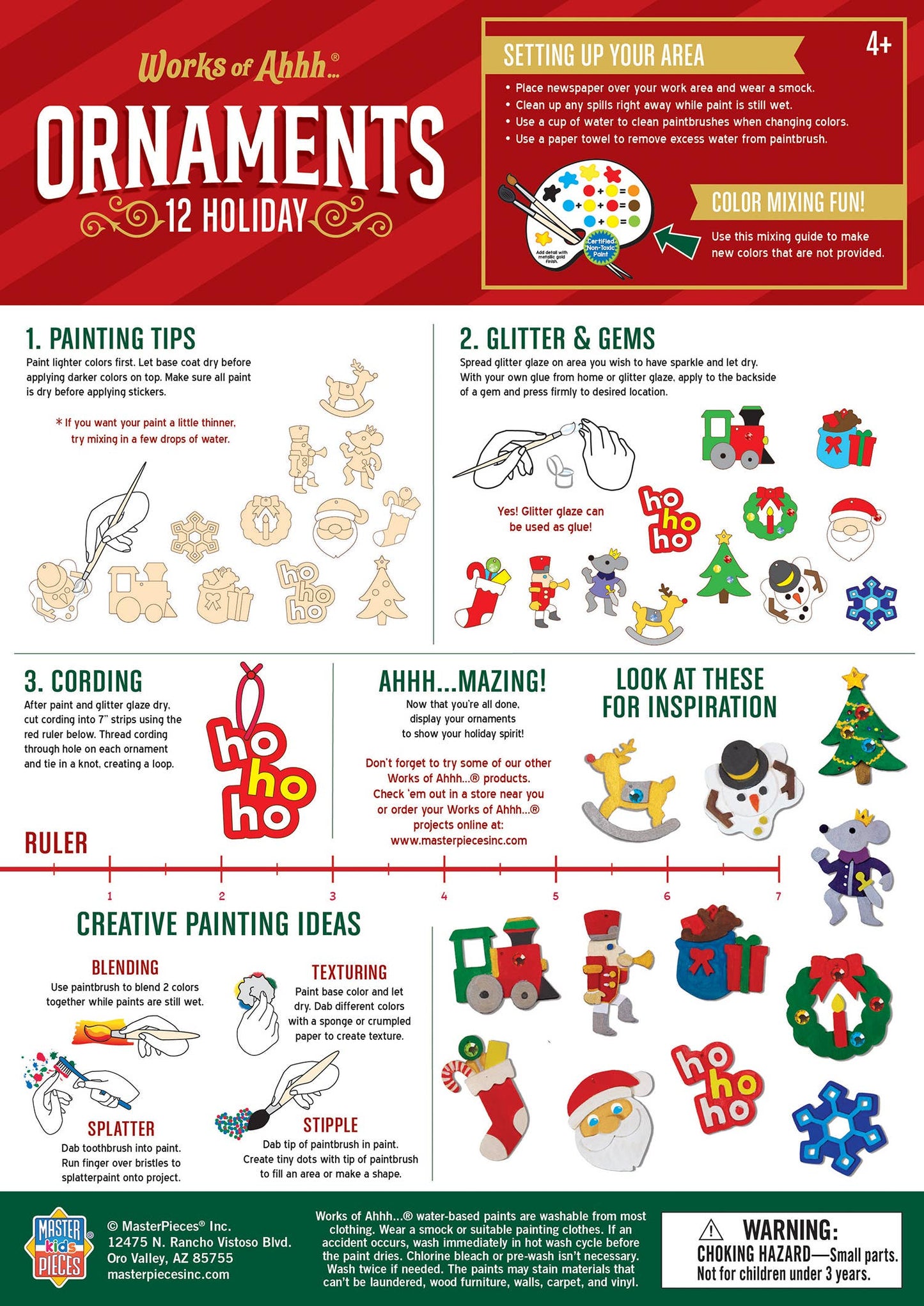 12 Holiday Ornaments Wood Paint Set