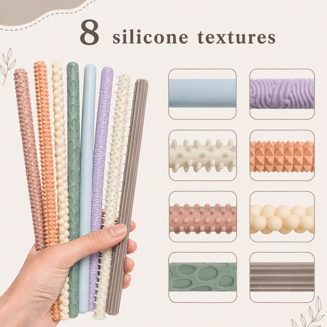 Neutral Silicone Sensory Imagination Sticks
