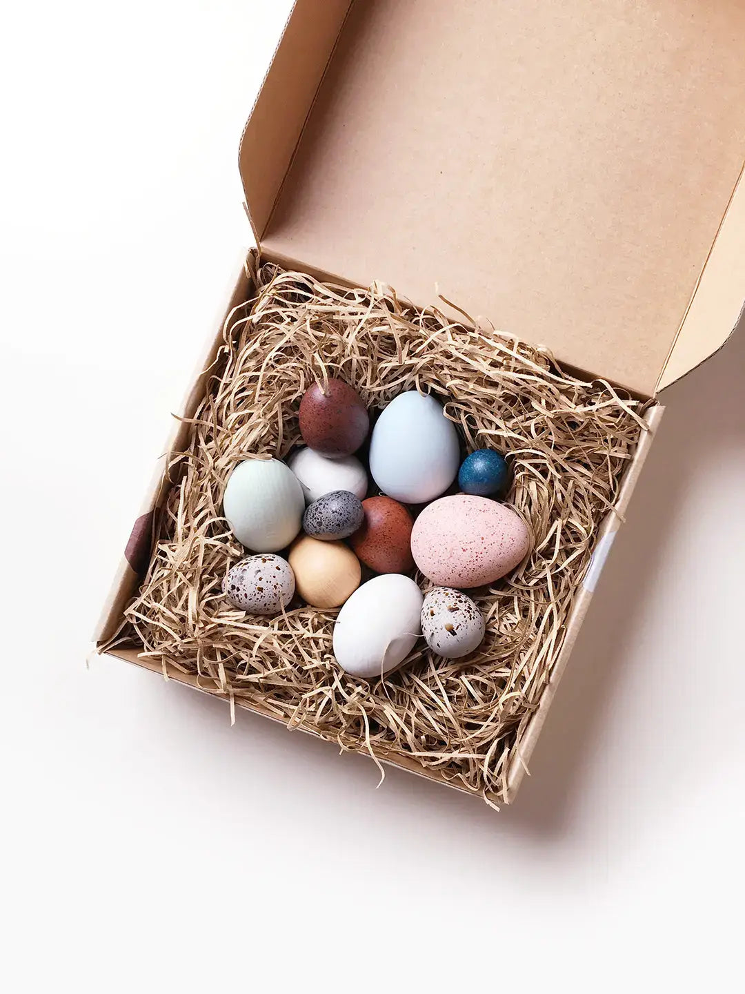 Hand-Painted Dozen Bird Eggs in a Box