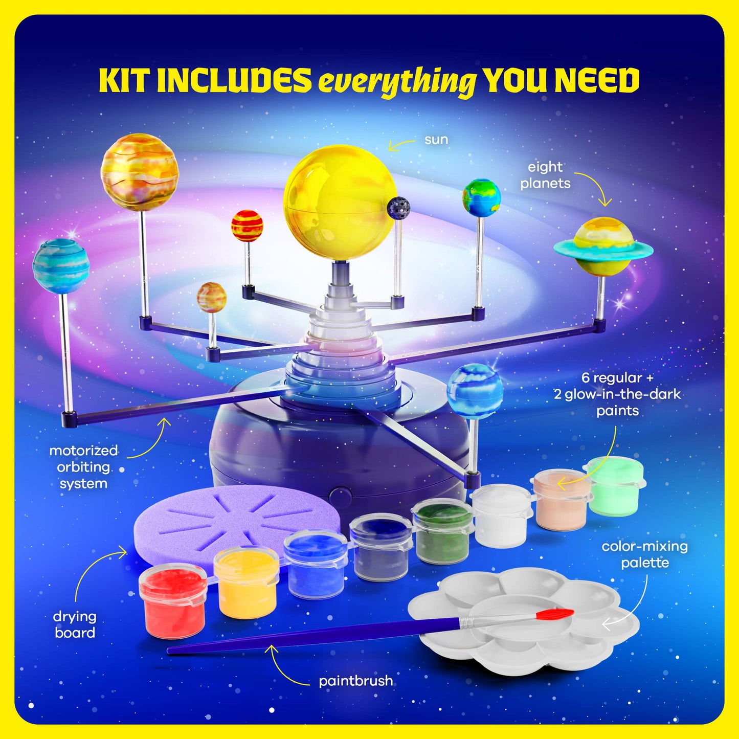 360° Orbiting Solar System for Kids, Paint & Build Model Kit