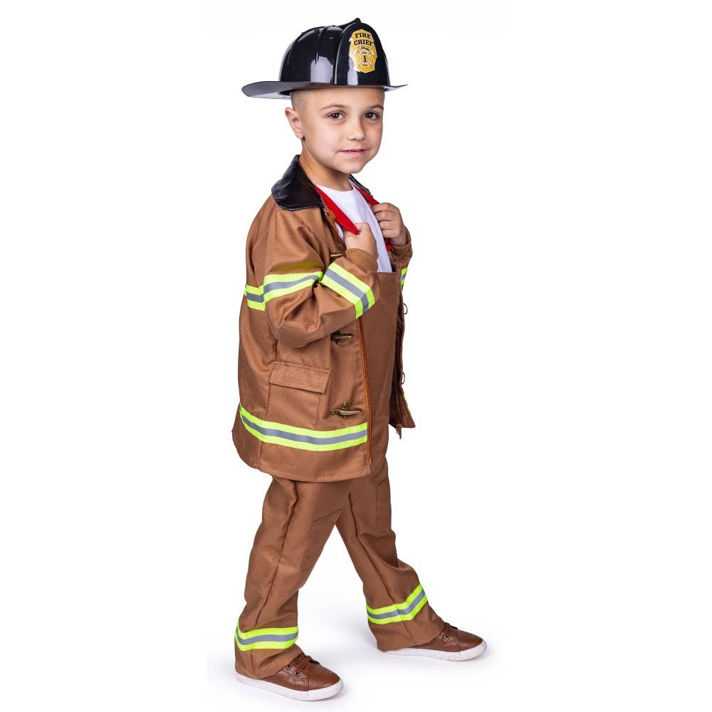 Brown Fire Fighter Costume - Kids: S (4-6)