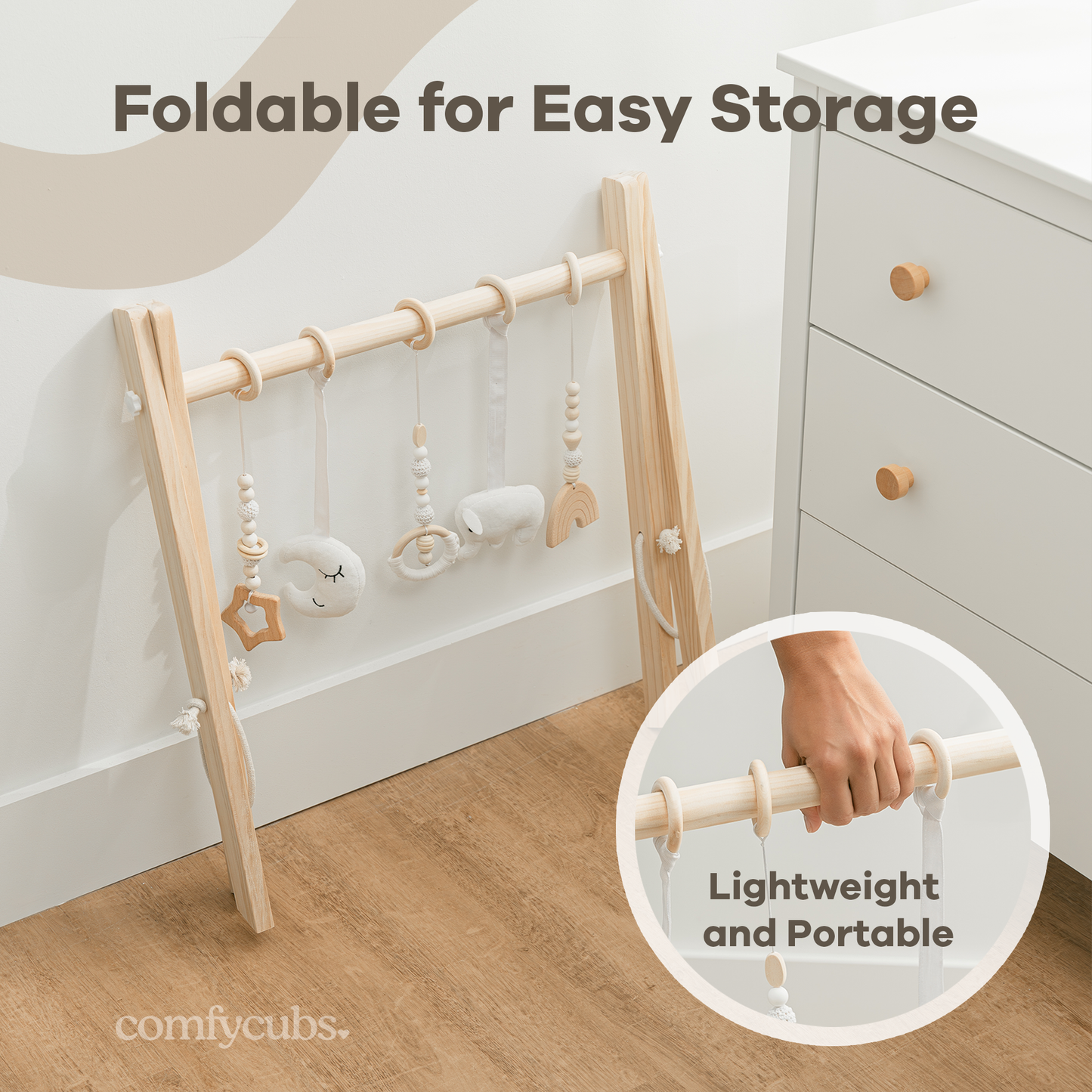 Foldable Baby Play Gym with 5 Hanging Toys by Comfy Cubs: Pacific Blue