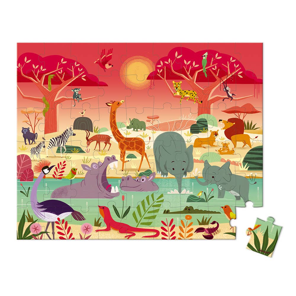 Suitcase Puzzle - Animal Reserve - 54 Pieces