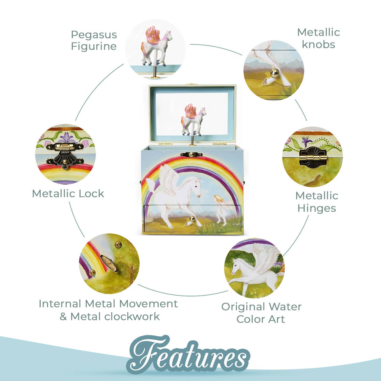 Pegasus Musical Jewelry Box for Little Kids