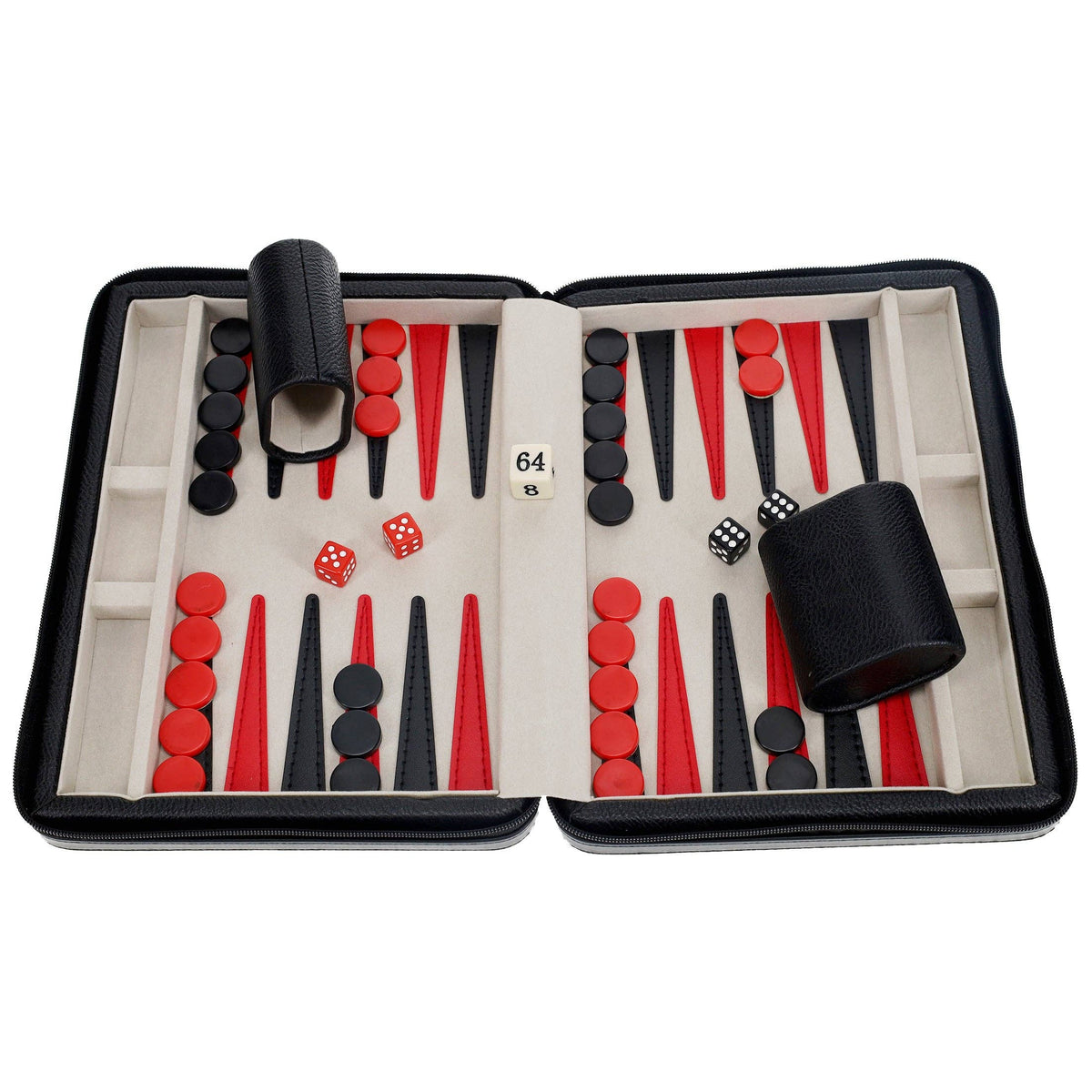 WE Games Black Travel Magnetic Leatherette Backgammon Set: Navy Blue