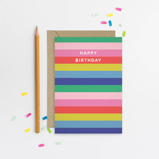 Stripes Birthday Card | Rainbow Birthday Card