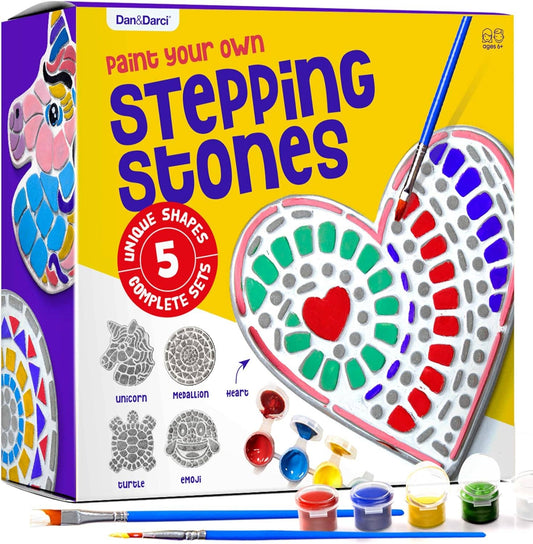Stepping Stone Painting Kit for Kids - Paint 5 Garden Stones