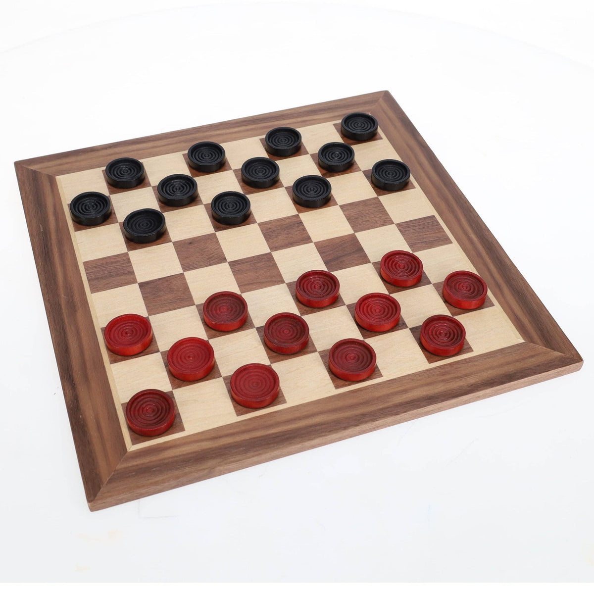 Old School Red and Black Wooden Checkers Set -12 in.