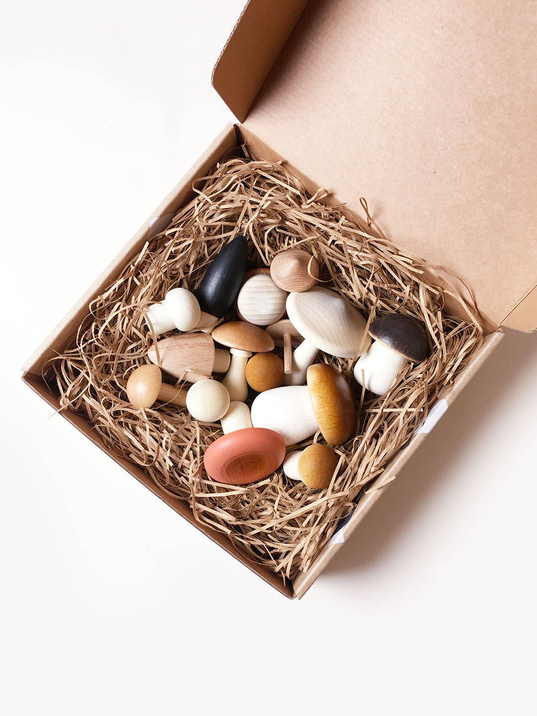 Wooden Forest Mushrooms In a Box