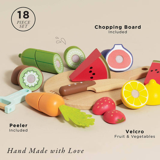 Wooden Chopping Board & Sliceable Play Food