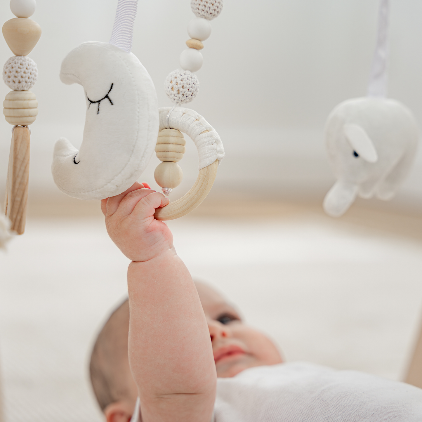 Foldable Baby Play Gym with 5 Hanging Toys by Comfy Cubs: Blush