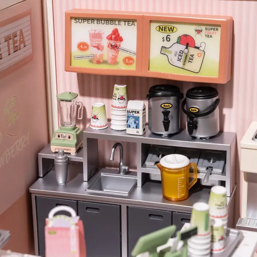 DIY Miniature House Kit: Double Joy Bubble Tea