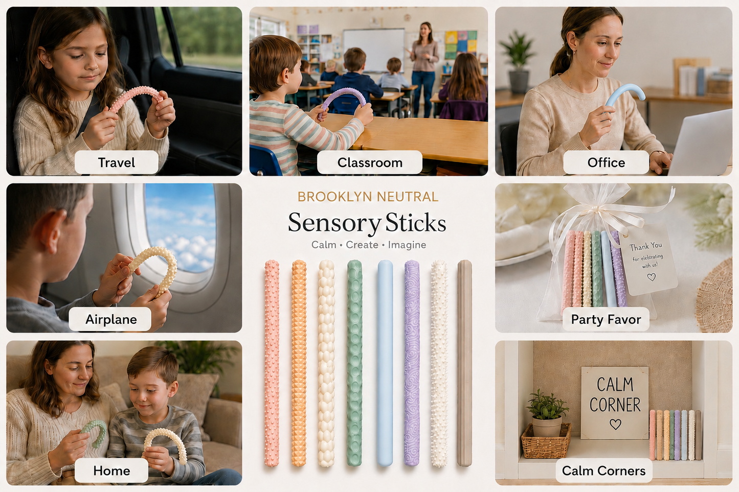 Neutral Silicone Sensory Imagination Sticks