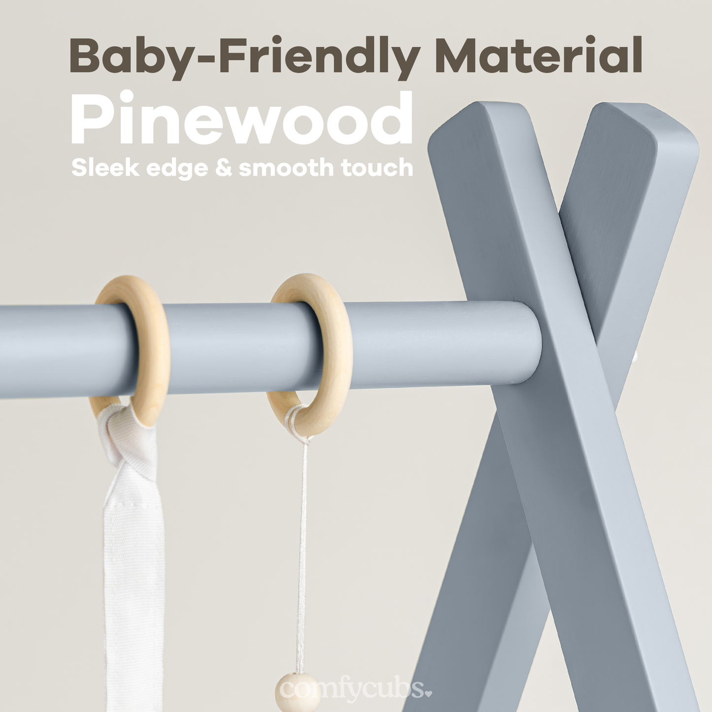 Foldable Baby Play Gym with 5 Hanging Toys by Comfy Cubs: Blush