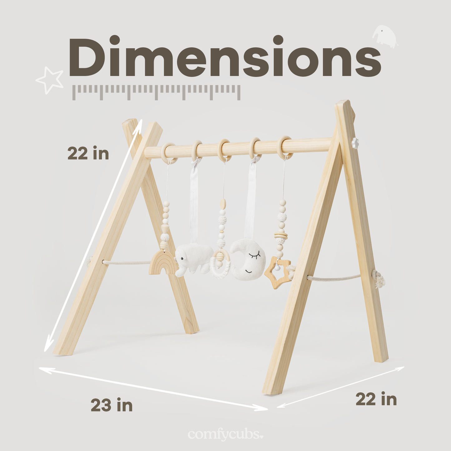 Foldable Baby Play Gym with 5 Hanging Toys by Comfy Cubs: Blush