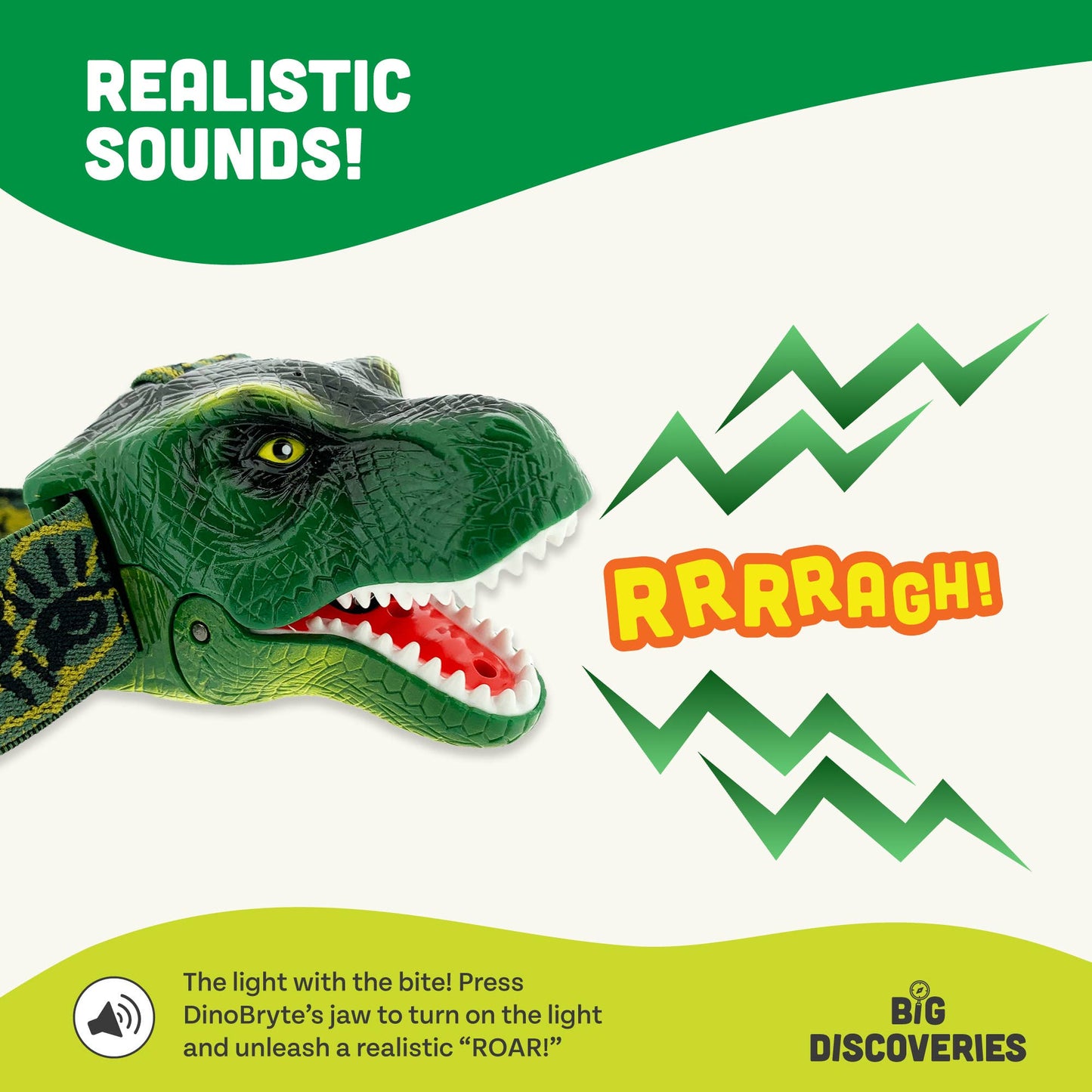 DinoBryte Dinosaur Headlamp - T-Rex Toy Headlight for Kids