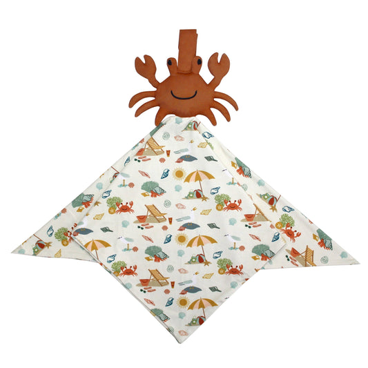 Beach Day Crab Bamboo Lovey Cuddle Blanket