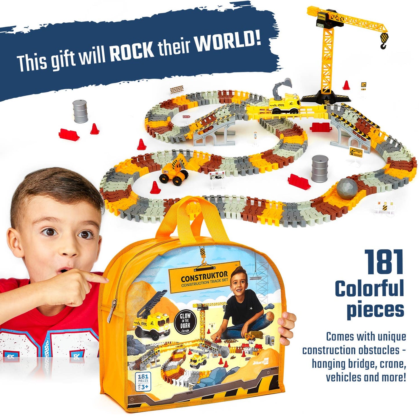 Build Zone Racers Construction Toy Track Car Set