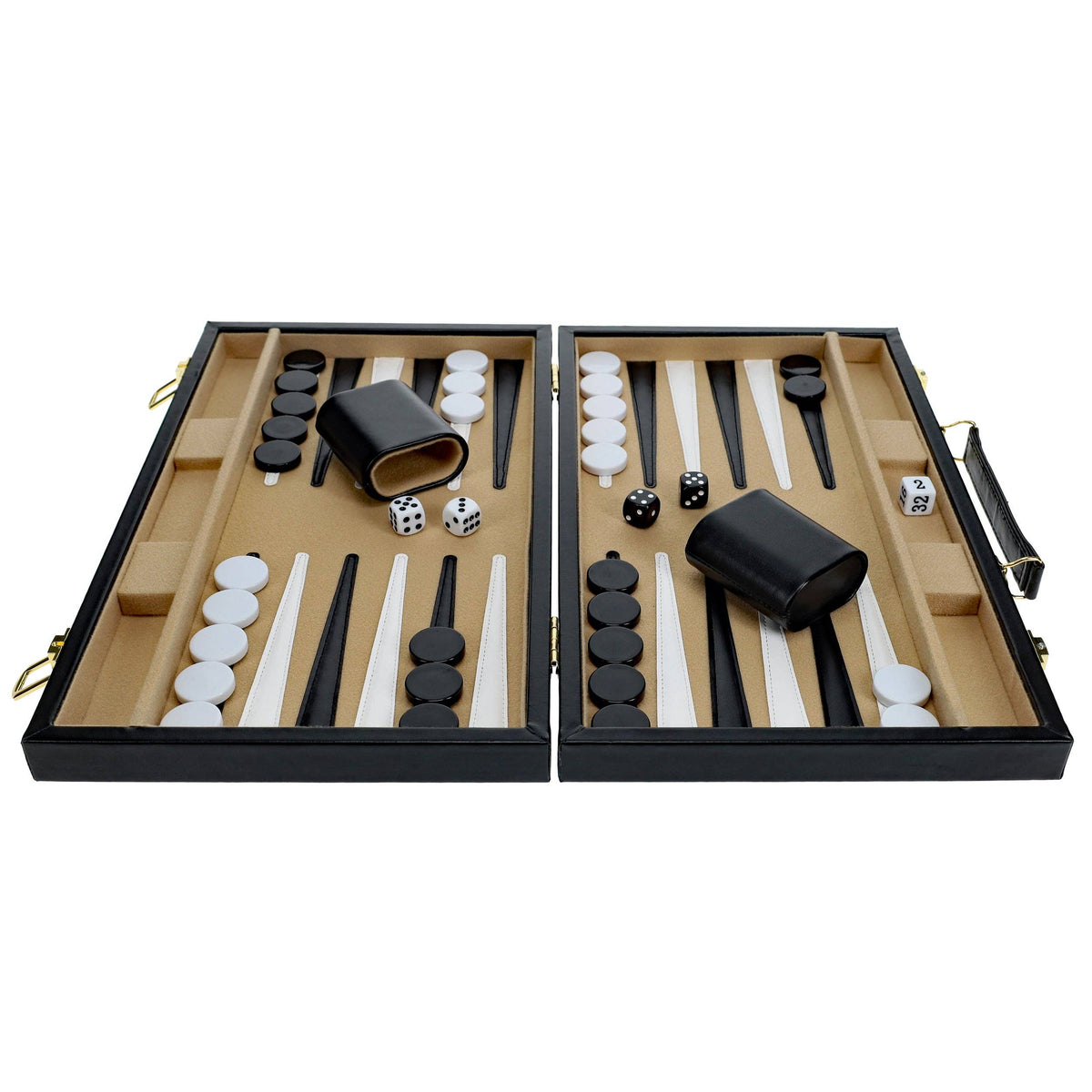 WE Games Black Leatherette Backgammon Set, 14.75 inches