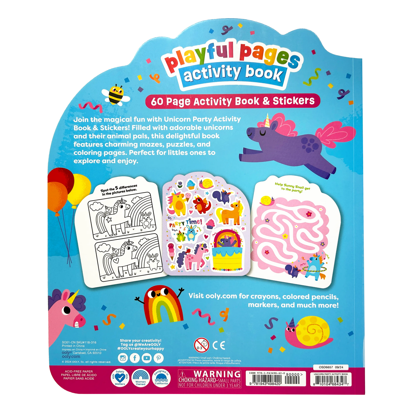 Playful Pages Activity Book - Unicorn Party - 60 Pages