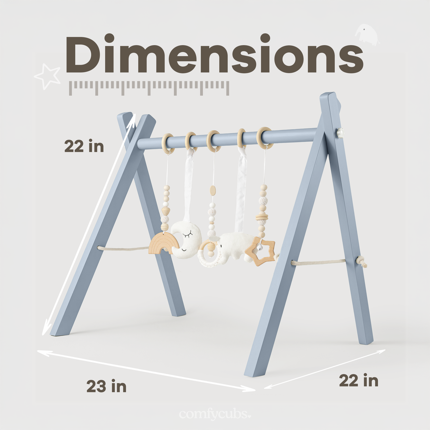Foldable Baby Play Gym with 5 Hanging Toys by Comfy Cubs: Blush