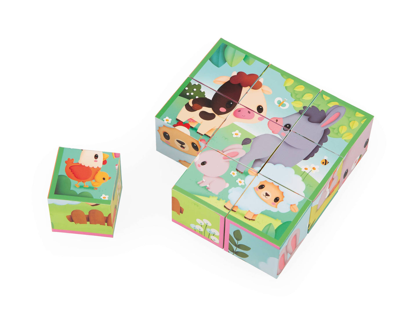 Farm | Cardboard Block Puzzle | 9 Cubes & 6 Scenes