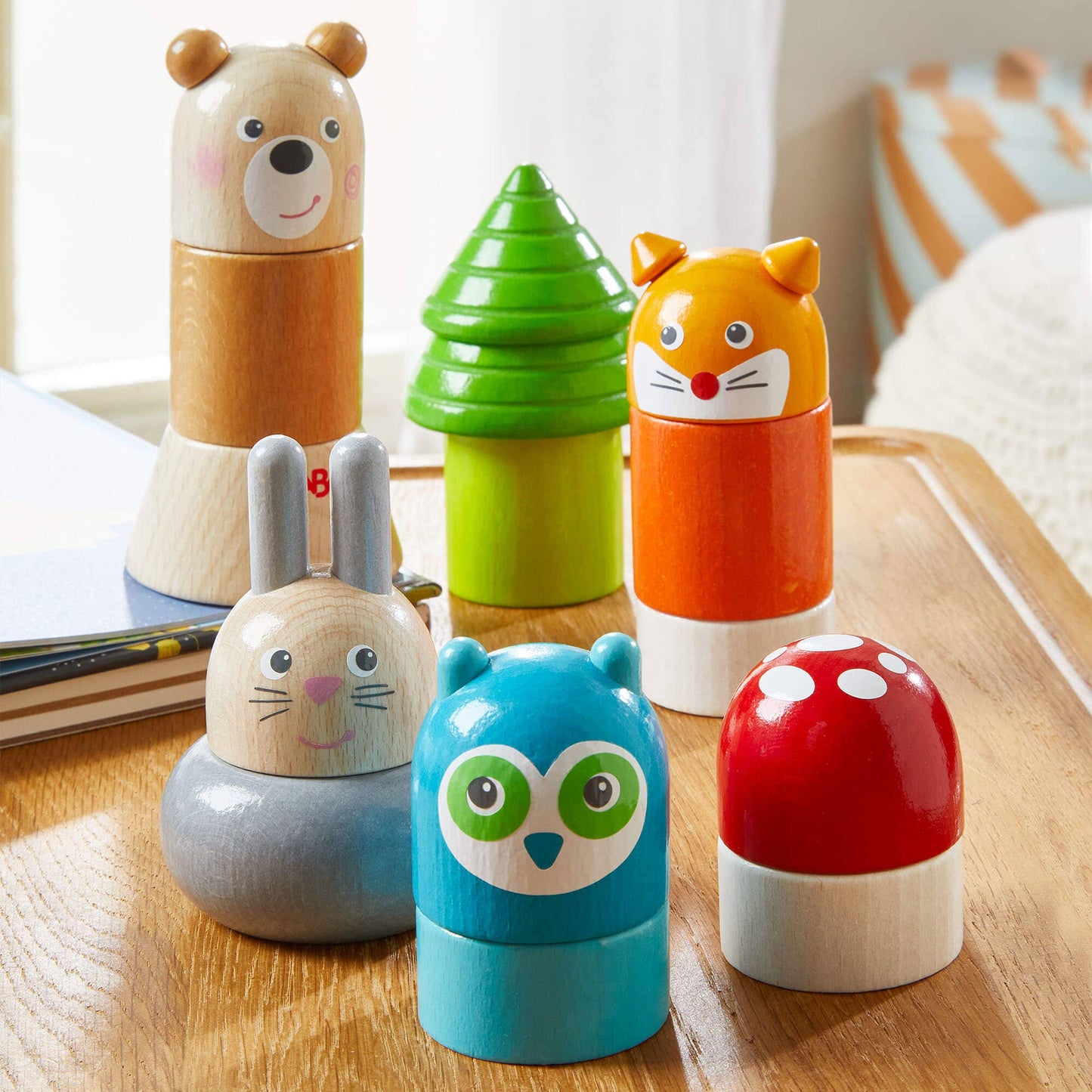 Forest Animals Wooden Stacking Toy - Montessori Blocks
