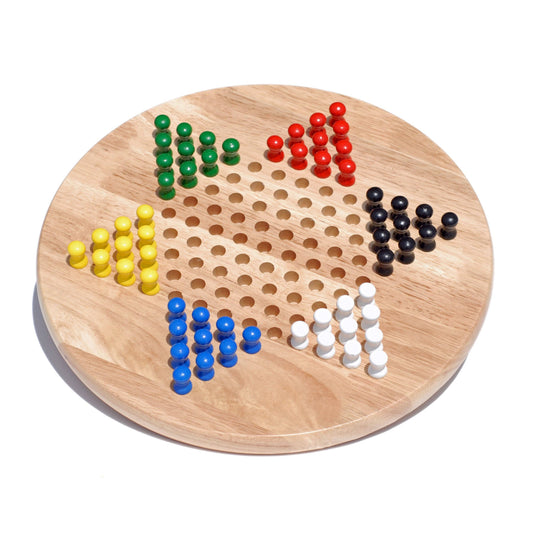 Wood Chinese Checkers with Wooden Pegs - 11.5 inch Diameter