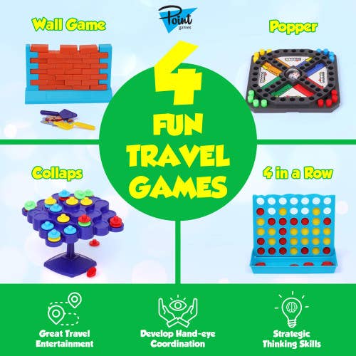 Travel Games 4-in-1 Airplane Travel Essentials, Road Trip Es