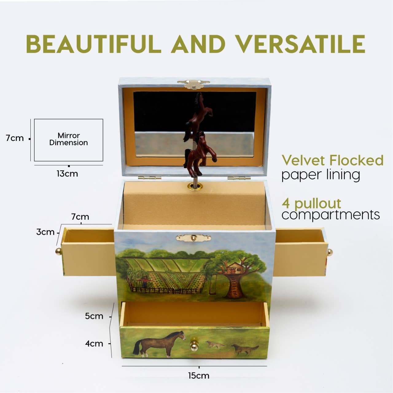 Horse Ranch Music Box: 4-Drawer